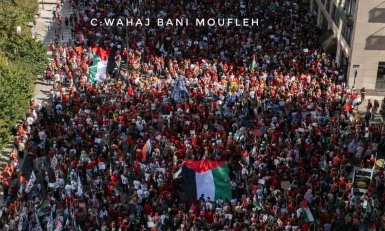 مظاهرات حاشدة في بروكسل تنديدًا بحرب إبادة غزة