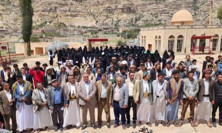 مسيرة طلابية في جامعة المحويت نصرة لغزة وتنديداً بجرائم العدو الصهيوني