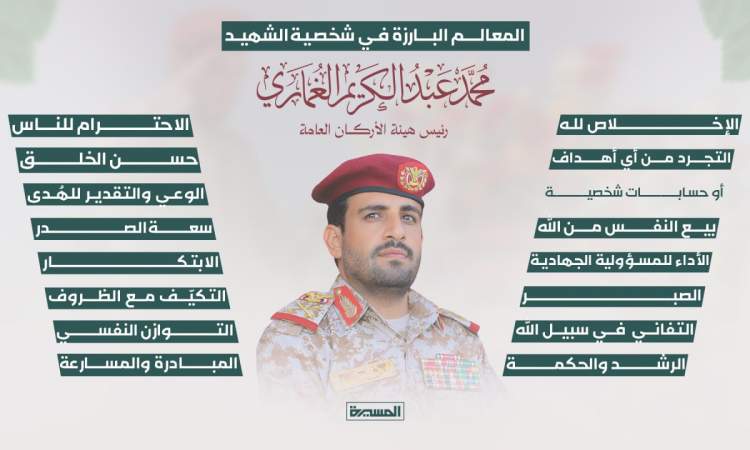 شاهد / ابرز معالم شخصية القائد الشهيد «الغماري» .. انفوجراف